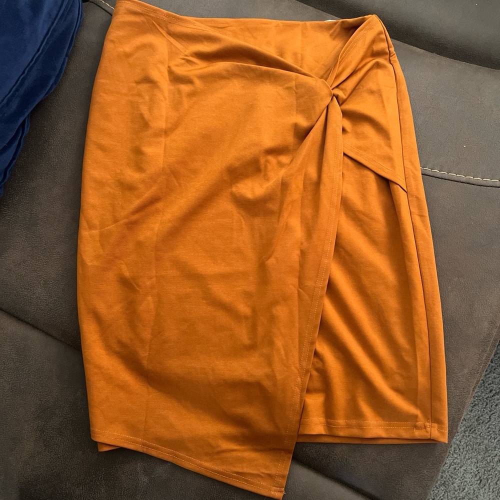 Elegant Orange/Brown Women's Skirt Tummy control